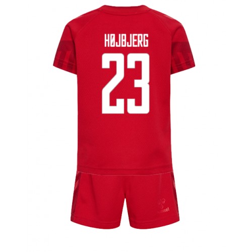 Maillot de foot Danemark Pierre-Emile Hojbjerg #23 Domicile enfant Monde 2022 Manches Courte (+ pantalon court)